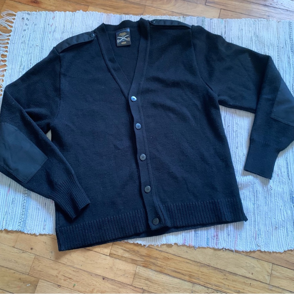 Military Equipment Cardigan Sweater Mens 48R Wool Elbow Pad